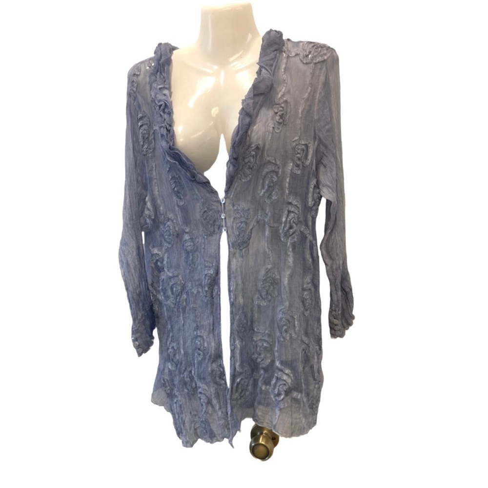 SAGA sheer cover up tunic top blouse 100% silk size small